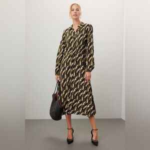 Elegant Long Sleeve Dress in Black and Tan